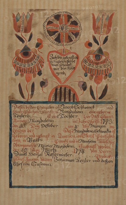 Pa. German Birth Certificate, c. 1936. Creator: Albert J. Levone.