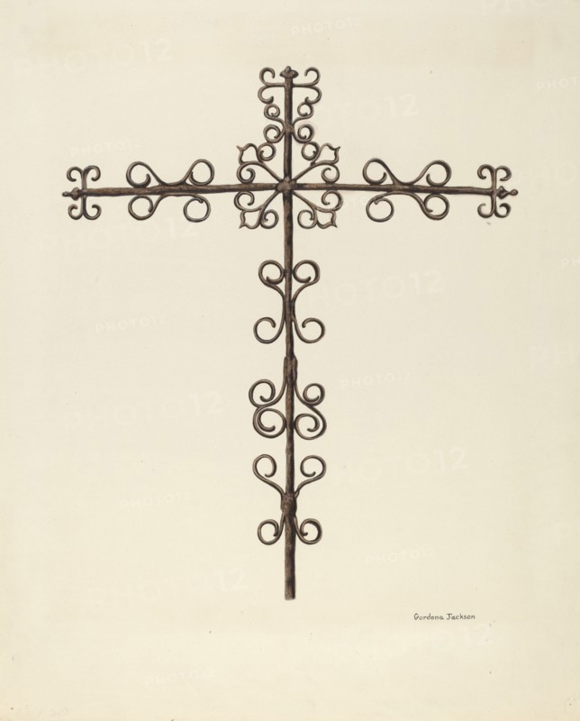 Wrought Iron Cross (Restored), c. 1938. Creator: Gordena Jackson.