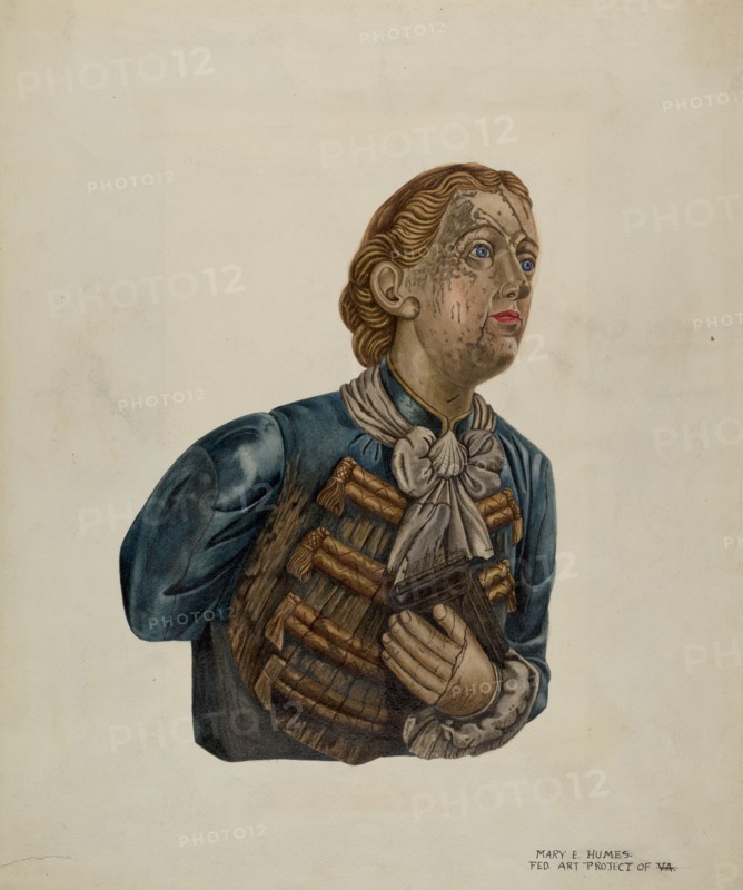 Figurehead from Bark "George", c. 1939. Creator: Mary E Humes.