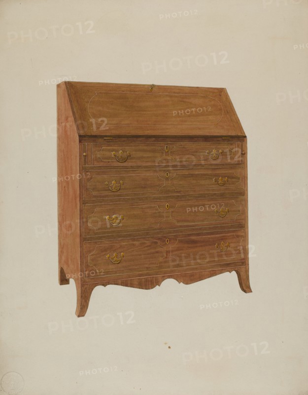 Desk-White Oak, c. 1940. Creator: Henry Moran.