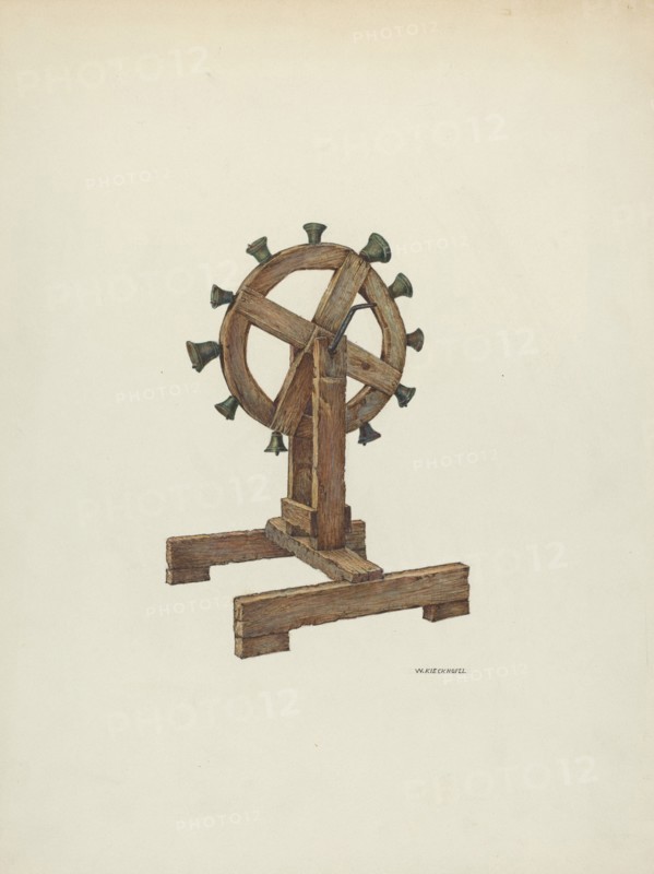 Altar Chimes on Wheel, c. 1941. Creator: William Kieckhofel.
