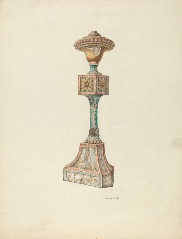 Ceremonial Candlestick (Ecclesiastical Furniture), c. 1941. Creator: William Kieckhofel.
