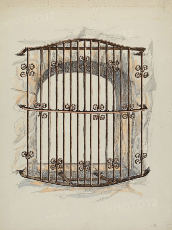 Iron Grille at Window (a Restoration), c. 1941. Creator: William Kieckhofel.
