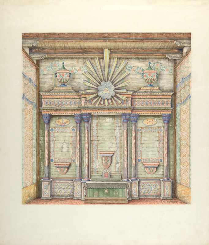 Decorations on Reredos and Sanctuary Walls, 1940. Creator: William Kieckhofel.
