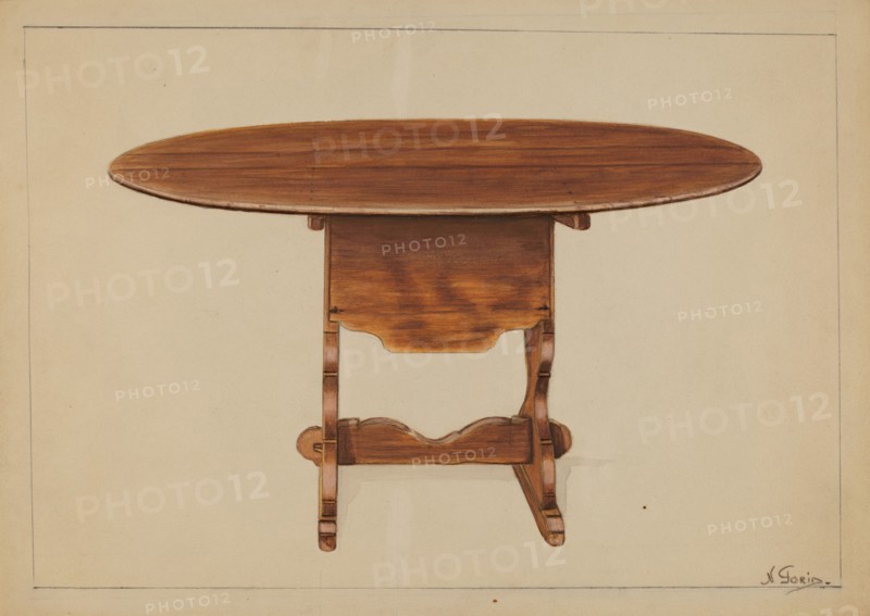 Tip Table (Hutch), c. 1936. Creator: Nicholas Gorid.