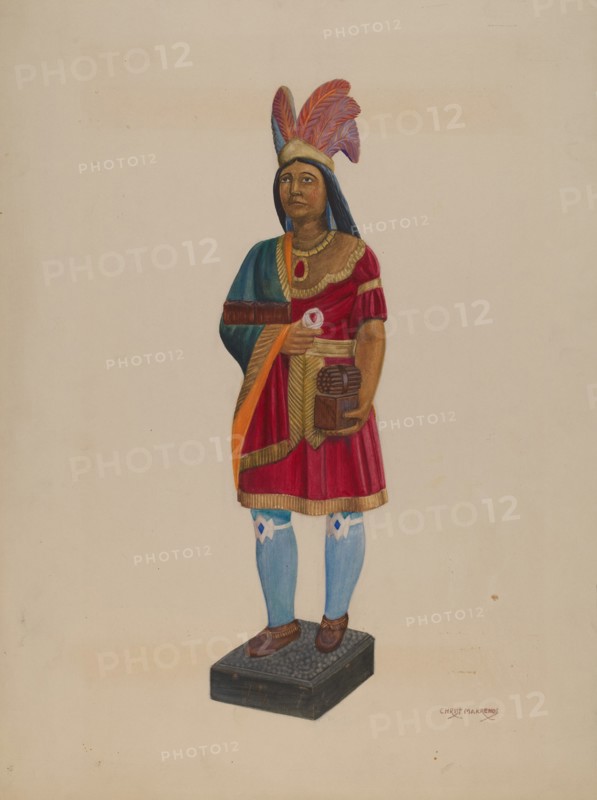 Cigar Store Indian, c. 1937. Creator: Chris Makrenos.