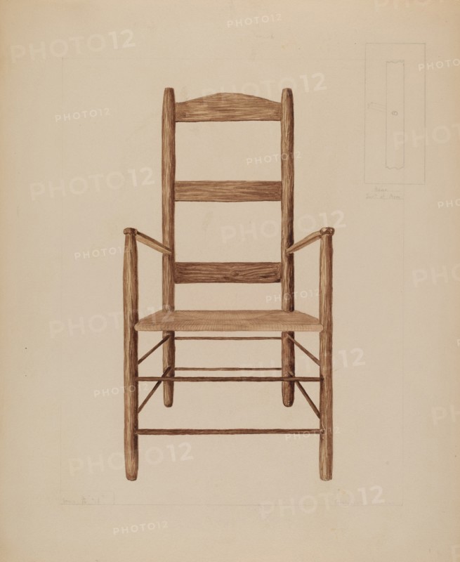 Rush Bottom Chair, c. 1937. Creator: Henry Meyers.