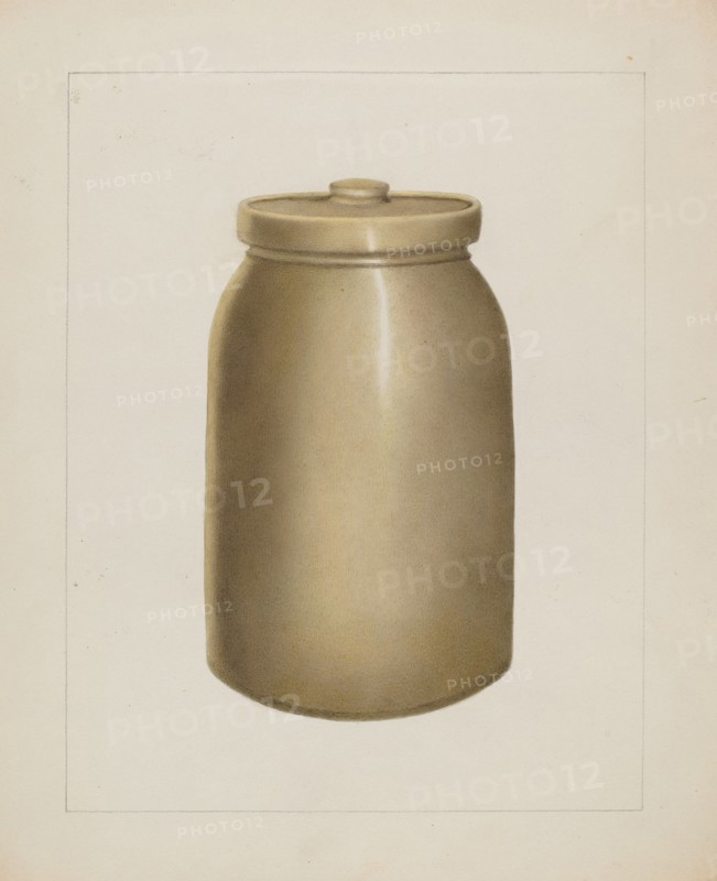 Pottery Jar with Lid, c. 1938. Creator: Annie B Johnston.