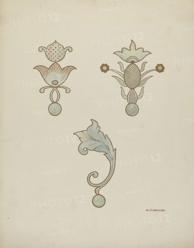 Painted Ceiling Decorations, c. 1940. Creator: Randolph F Miller.