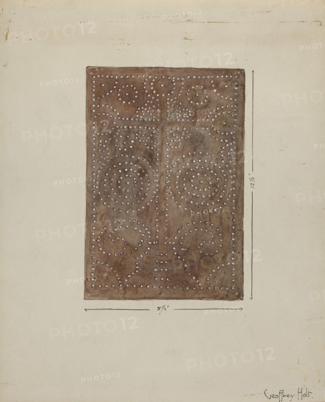 Pierced Metal Screen from Confessional, c. 1936. Creator: Geoffrey Holt.