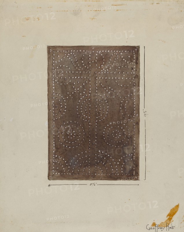 Pierced Metal Screen from Confessional, c. 1936. Creator: Geoffrey Holt.