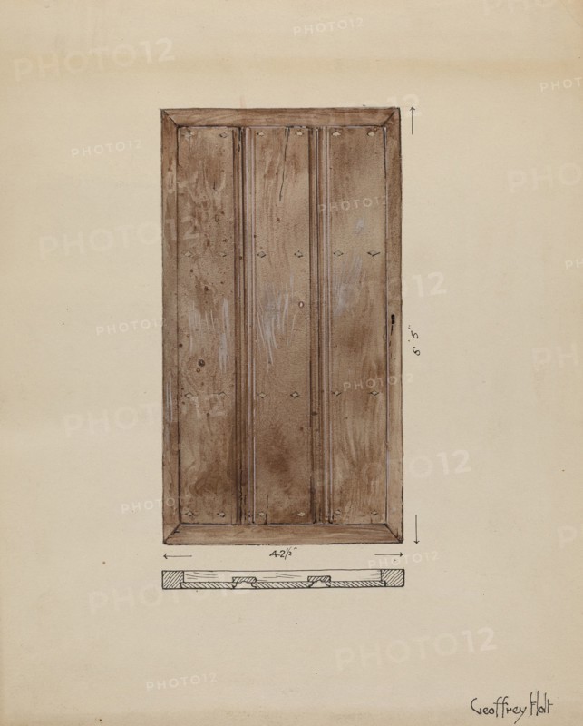 Original Outside Door to Sacristy, c. 1936. Creator: Geoffrey Holt.