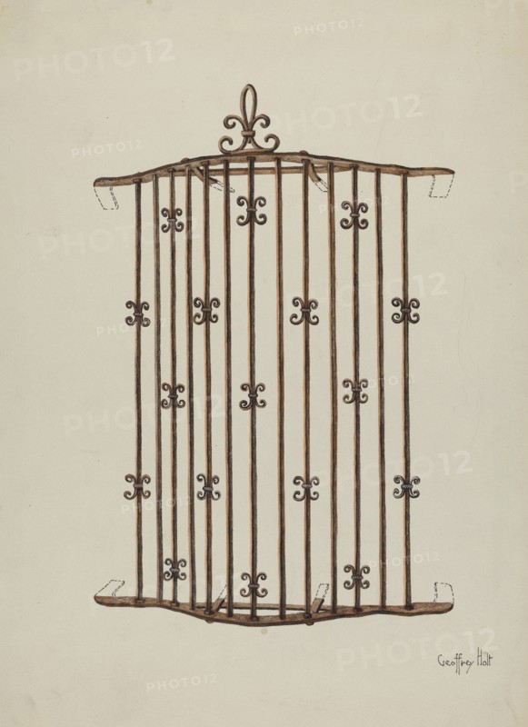 Iron Grille (at Window) a Restoration Drawing, 1936. Creator: Geoffrey Holt.