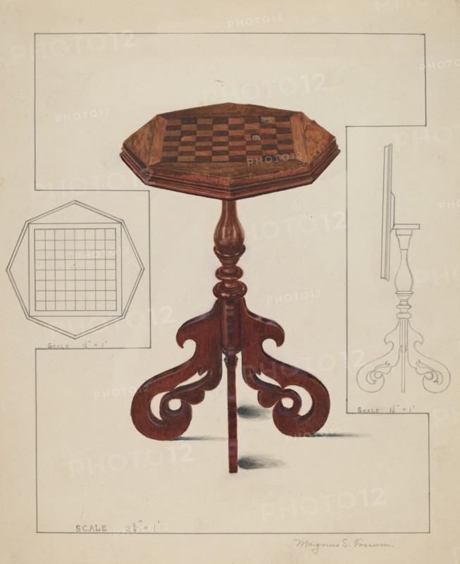 Checker-board Table-tilt Top, c. 1936. Creator: Magnus S. Fossum.
