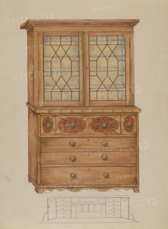 Combination Book Case, Desk, and Bureau, c. 1936. Creator: Henry Meyers.
