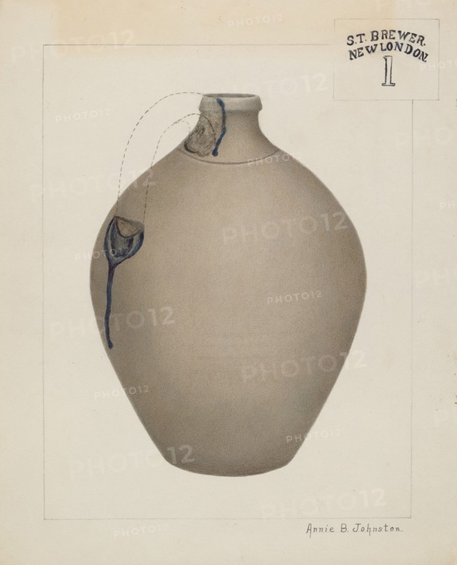 Stoneware Jug, c. 1937. Creator: Annie B Johnston.