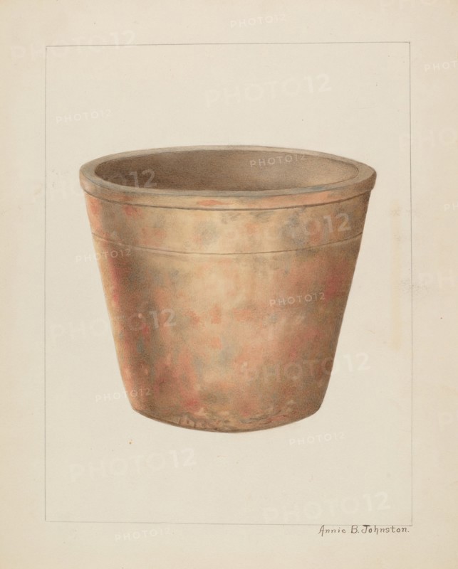 Stoneware Flower Pot, c. 1937. Creator: Annie B Johnston.