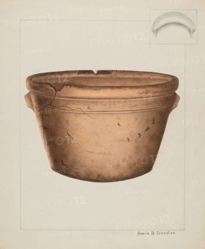 Pottery Flower Pot, c. 1937. Creator: Annie B Johnston.