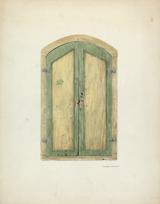 Painted Wooden Shutter, 1937. Creator: Edward Jewett.