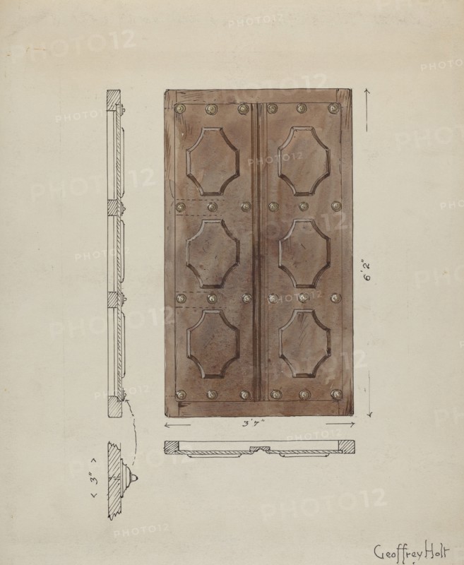 Sacristy Door, c. 1936. Creator: Geoffrey Holt.