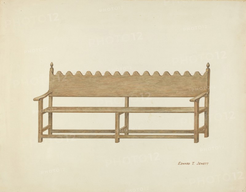 Mission Bench, c. 1936. Creator: Edward Jewett.