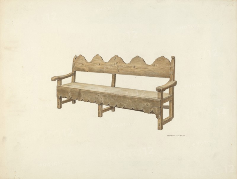 Wooden Bench, c. 1940. Creator: Edward Jewett.