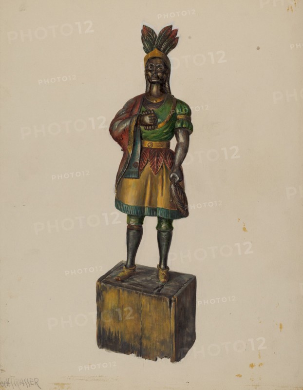 Cigar Store Indian, c. 1936. Creator: Walter Hochstrasser.