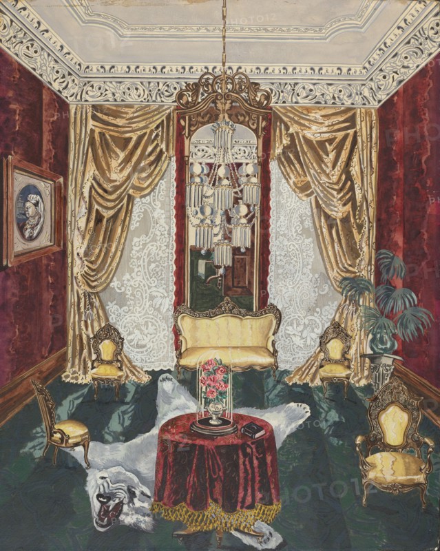 Townhouse Parlor, 1869, 1935/1942. Creator: Perkins Harnly.