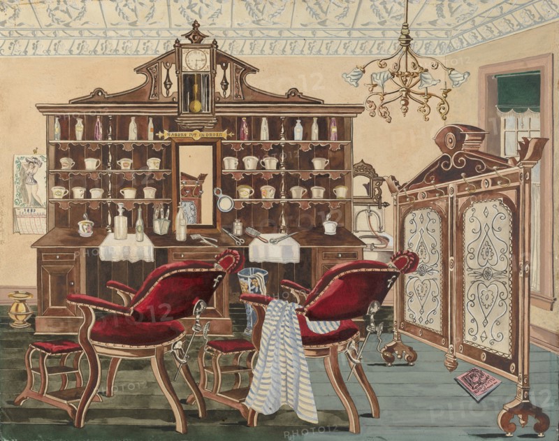 Barber Shop, 1935/1942. Creator: Perkins Harnly.