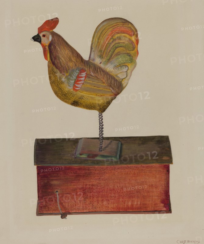 Crowing Cock, c. 1937. Creator: Chris Makrenos.