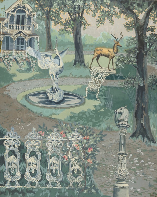 Garden Setting, 1935/1942. Creator: Perkins Harnly.