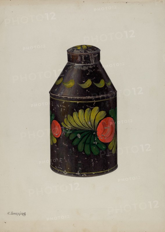 Toleware Tea Caddy, c. 1941. Creator: Charles Henning.