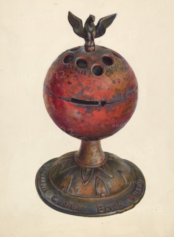 Toy Bank: Globe, c. 1939. Creator: Walter Hochstrasser.
