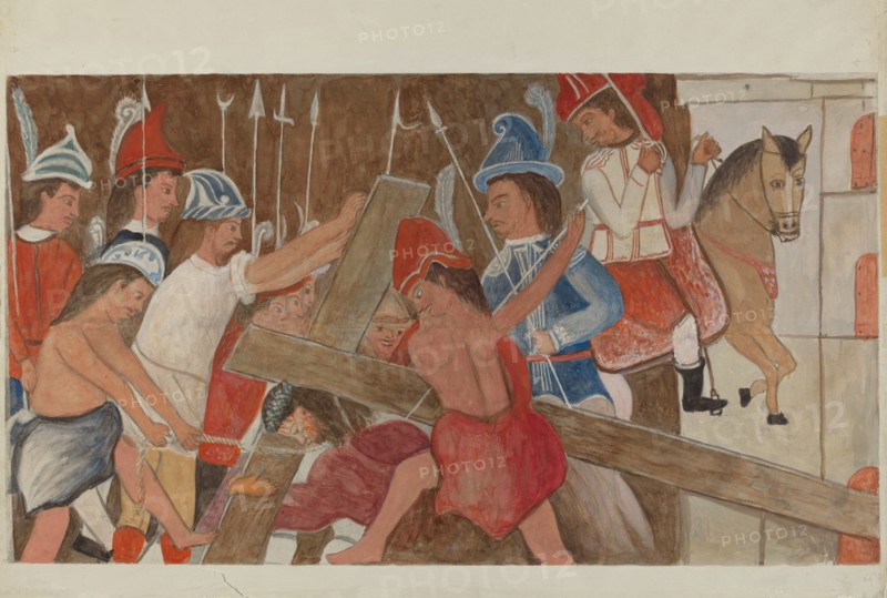 Station of The Cross No. 3: "Jesus Falls the First Time", c. 1936. Creator: William Herbert.