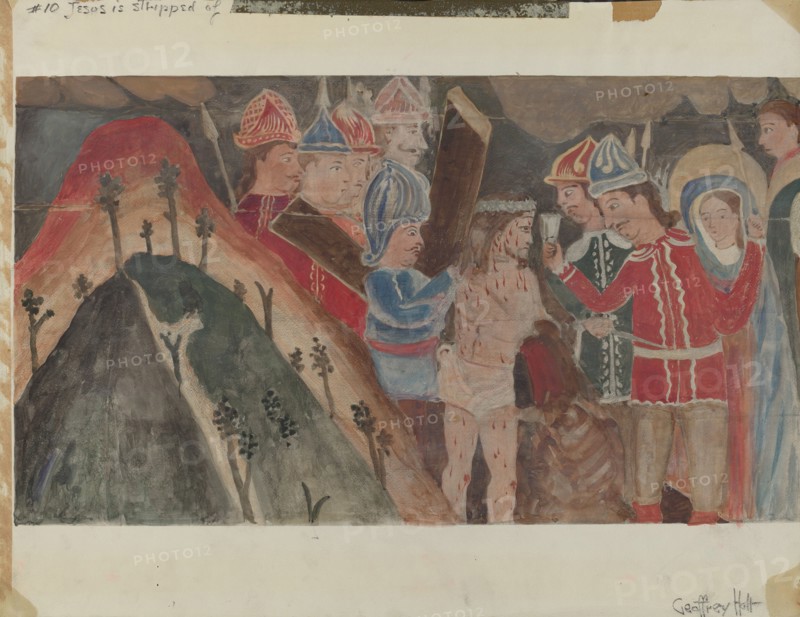 Station of the Cross No. 10: "Jesus is Stripped of His Garments", c. 1936. Creator: Geoffrey Holt.