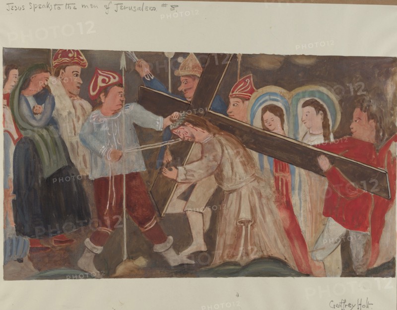 Station of the Cross No. 8: "Jesus Speaks to the Women of Jerusalem", c. 1936. Creator: Geoffrey Holt.