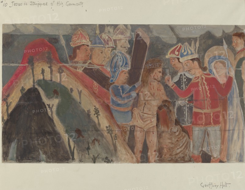 Station of the Cross No. 10: "Jesus is Stripped of His Garments, c. 1936. Creator: Geoffrey Holt.