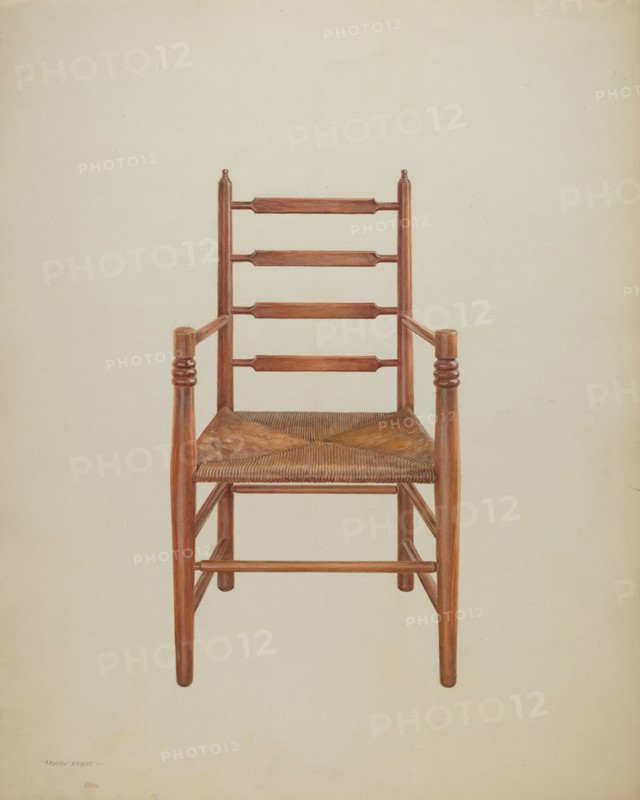 Chair, Pine with Rush Seat, c. 1939. Creator: Frank M Keane.