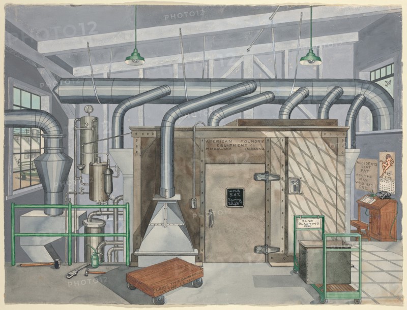 Exterior Sand Blasting Chamber, 1935, 1935/1942. Creator: Perkins Harnly.