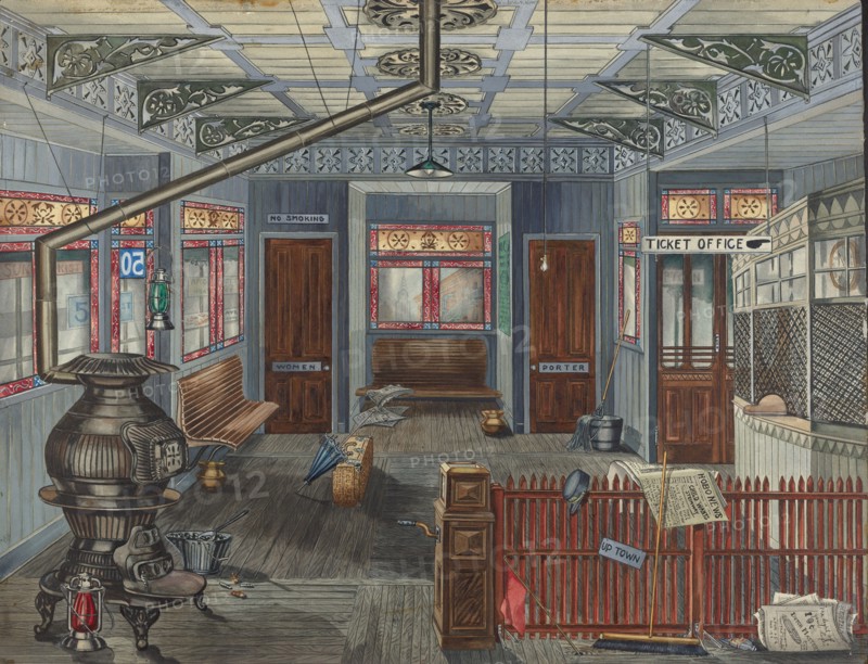 El Station Interior, 1935/1942. Creator: Perkins Harnly.