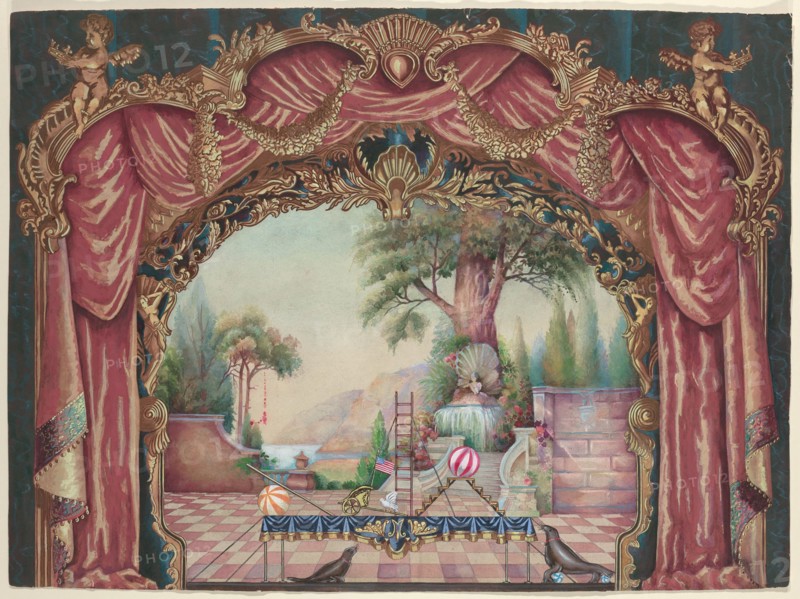 Backdrop for Vaudeville Stage, c. 1938. Creator: Perkins Harnly.