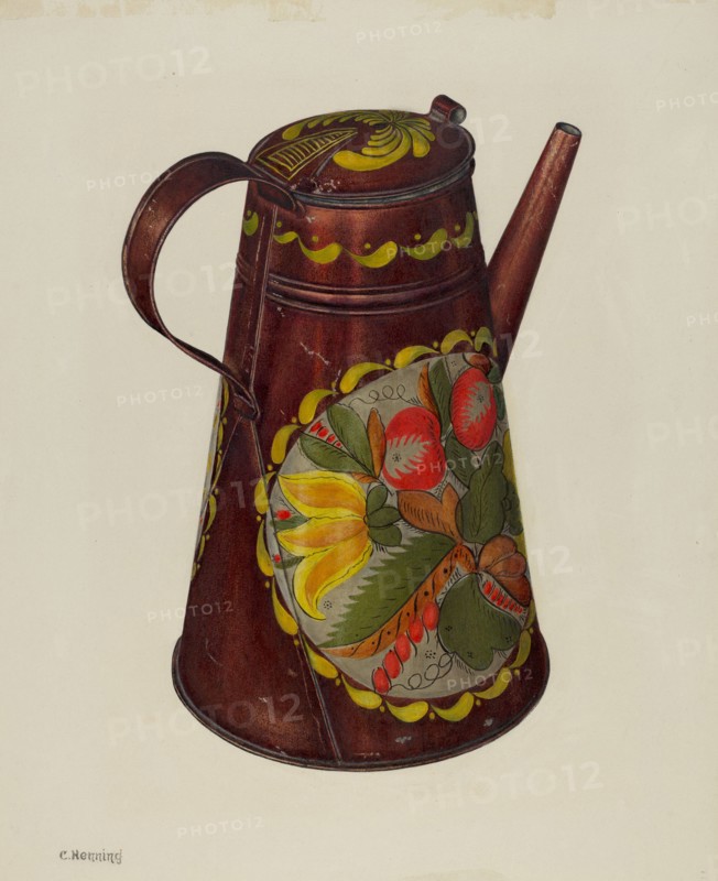 Toleware Coffee Pot, c. 1940. Creator: Charles Henning.