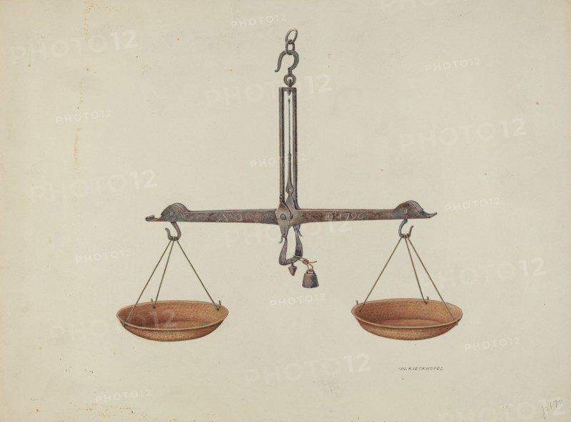 Balance Scales, c. 1940. Creator: William Kieckhofel.