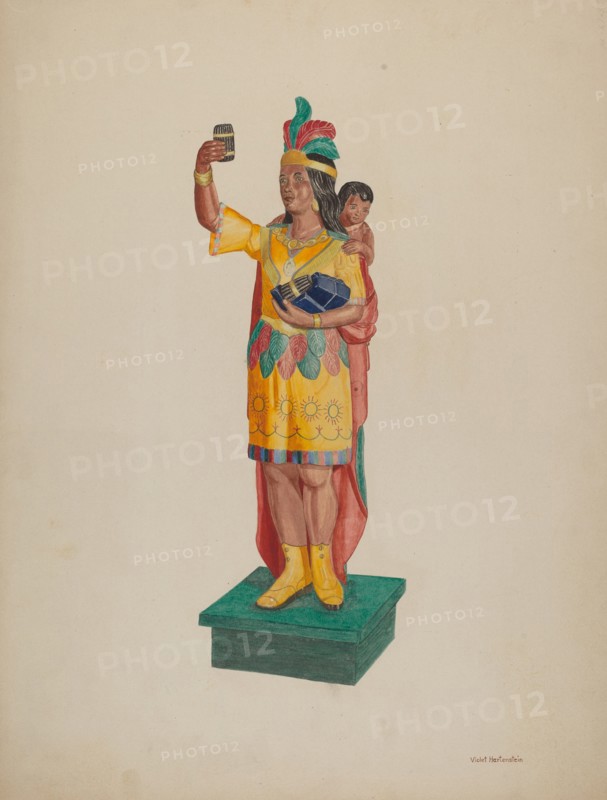 Cigar Store Indian, c. 1941. Creator: Violet Hartenstein.