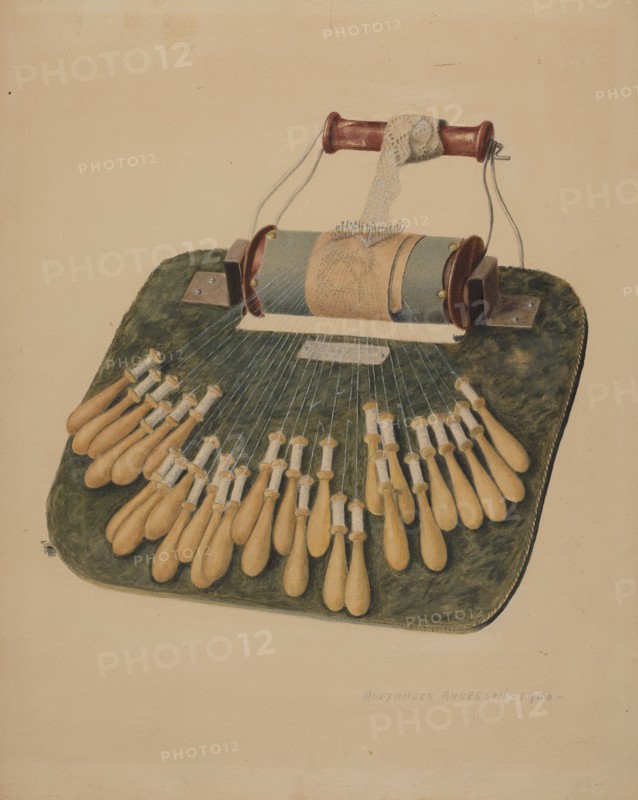 Hand Lace Loom, 1940. Creator: Alexander Anderson.
