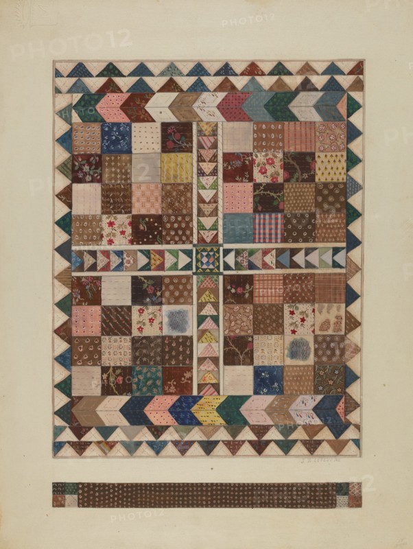 Patchwork Crib Quilt, 1935/1942. Creator: Jules Lefevere.