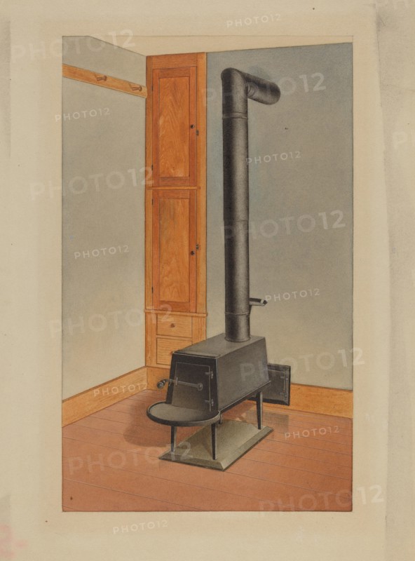 Shaker Stove/Built-in Closet, c. 1938. Creator: John W Kelleher.