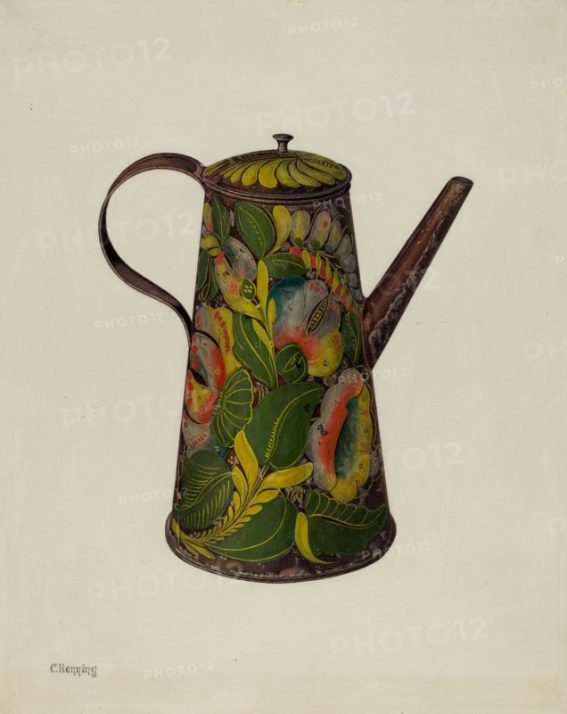 Toleware Coffee Pot, 1935/1942. Creator: Charles Henning.