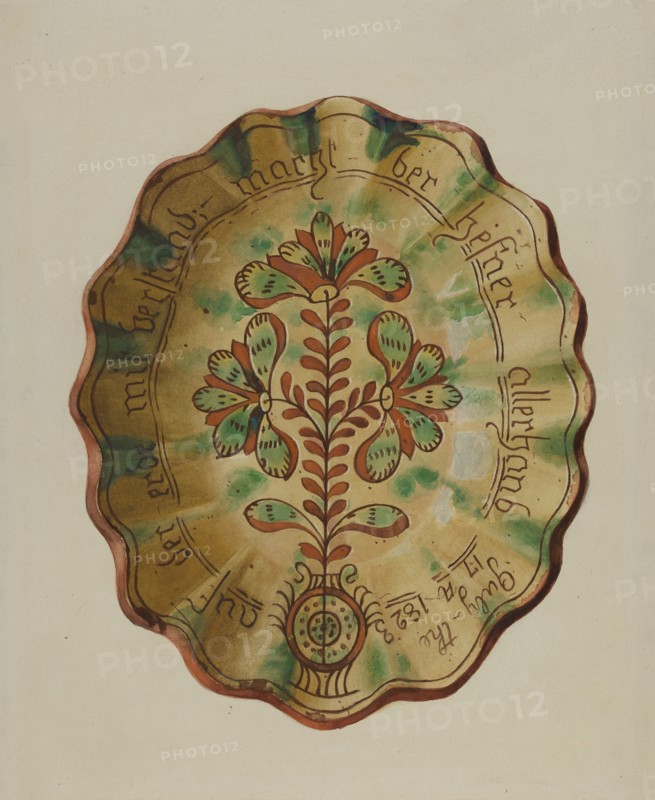 Pennsylvania German Dish, c. 1936. Creator: Albert J. Levone.