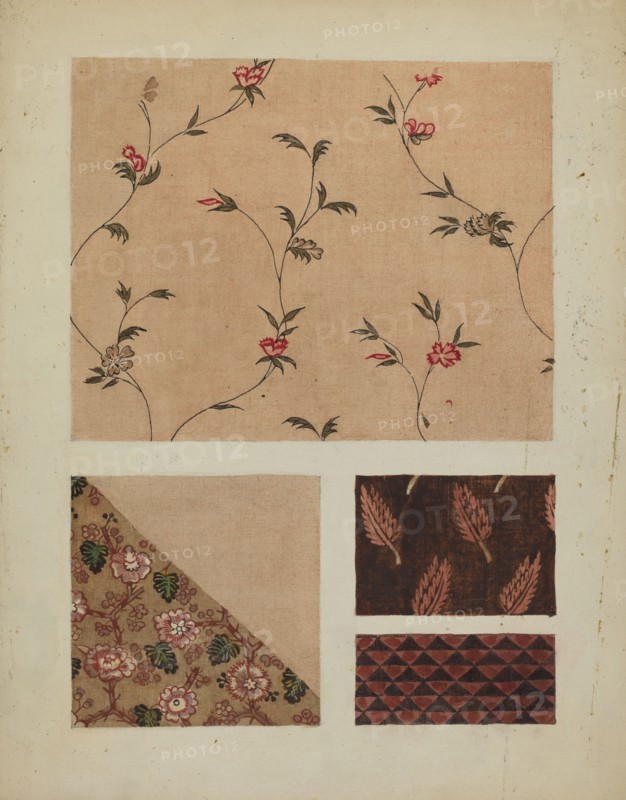 Materials from Patchwork Bedspread, c. 1936. Creator: Frances Lichten.